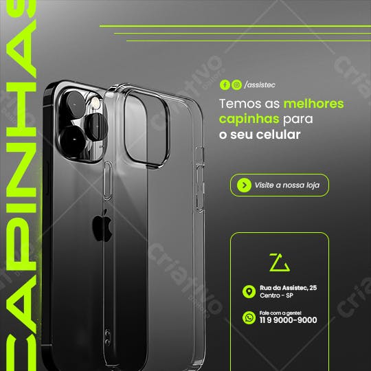 Capinha para Celular Transparente PSD Editável