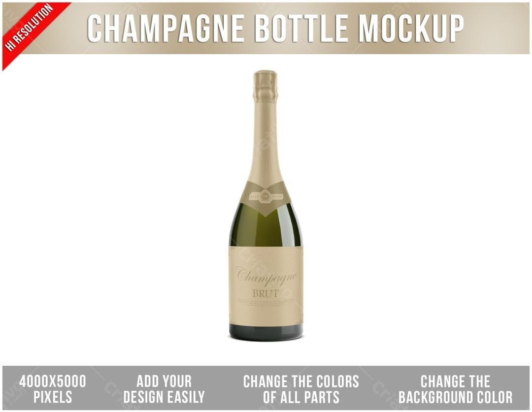 Mockup de Garrafa de Champanhe - Design Realista