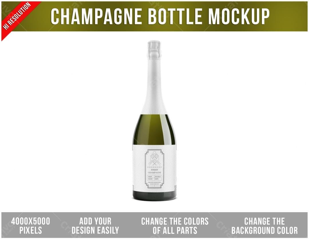 Mockup de Garrafa de Champanhe: Design Minimalista