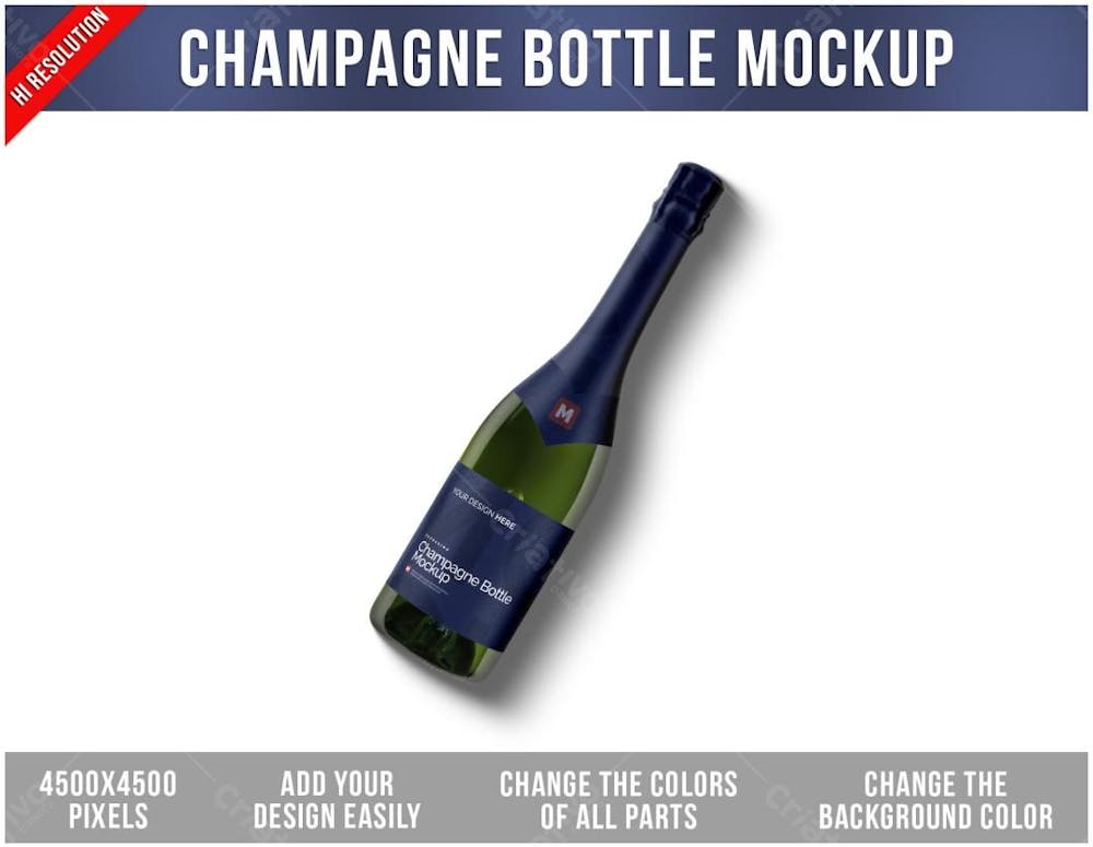 Garrafa De bebida Champagne Mockup