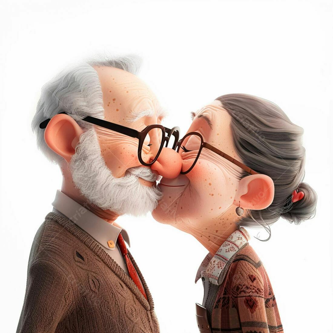 Casal idoso se beijando com ternura