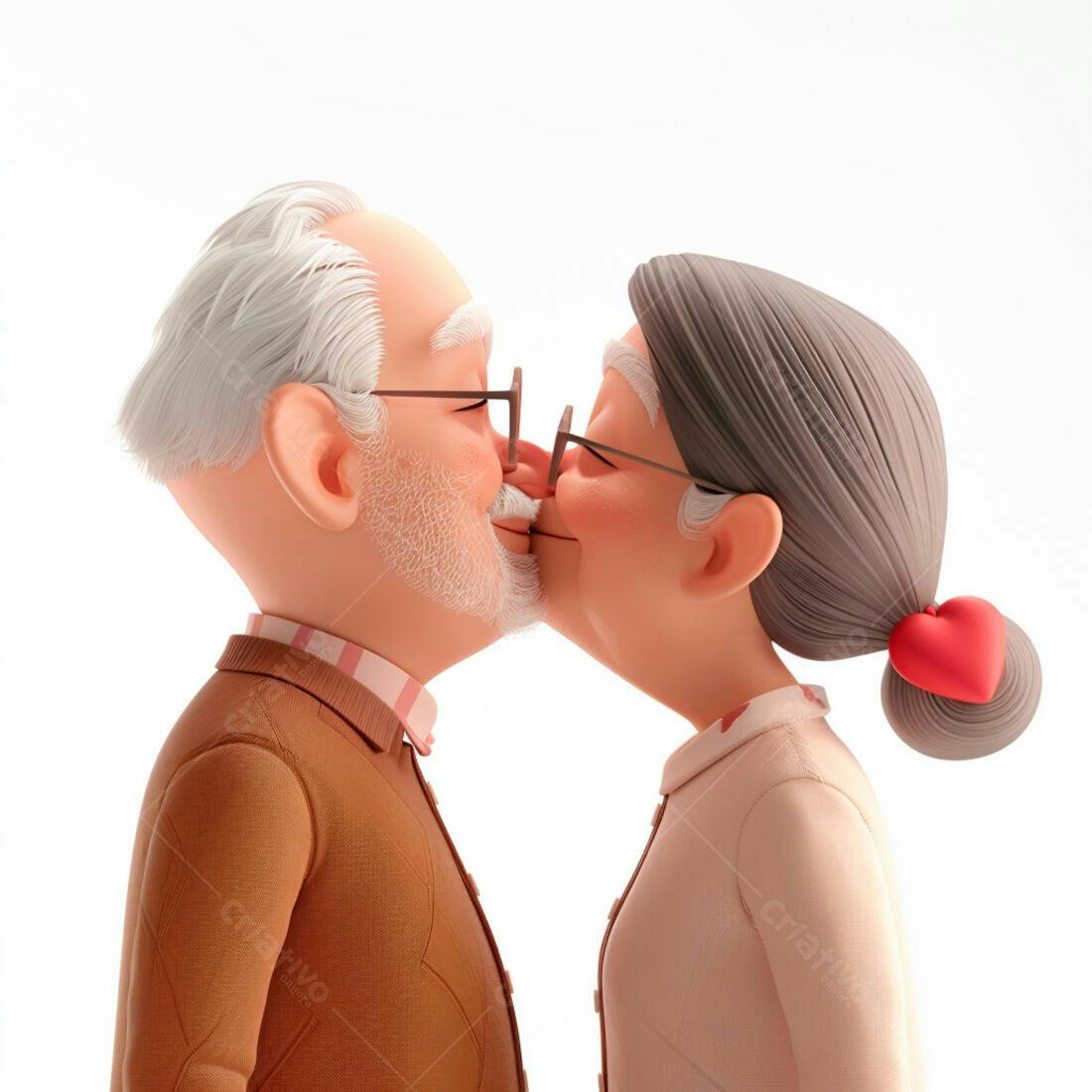 Casal de idosos se beijando com carinho