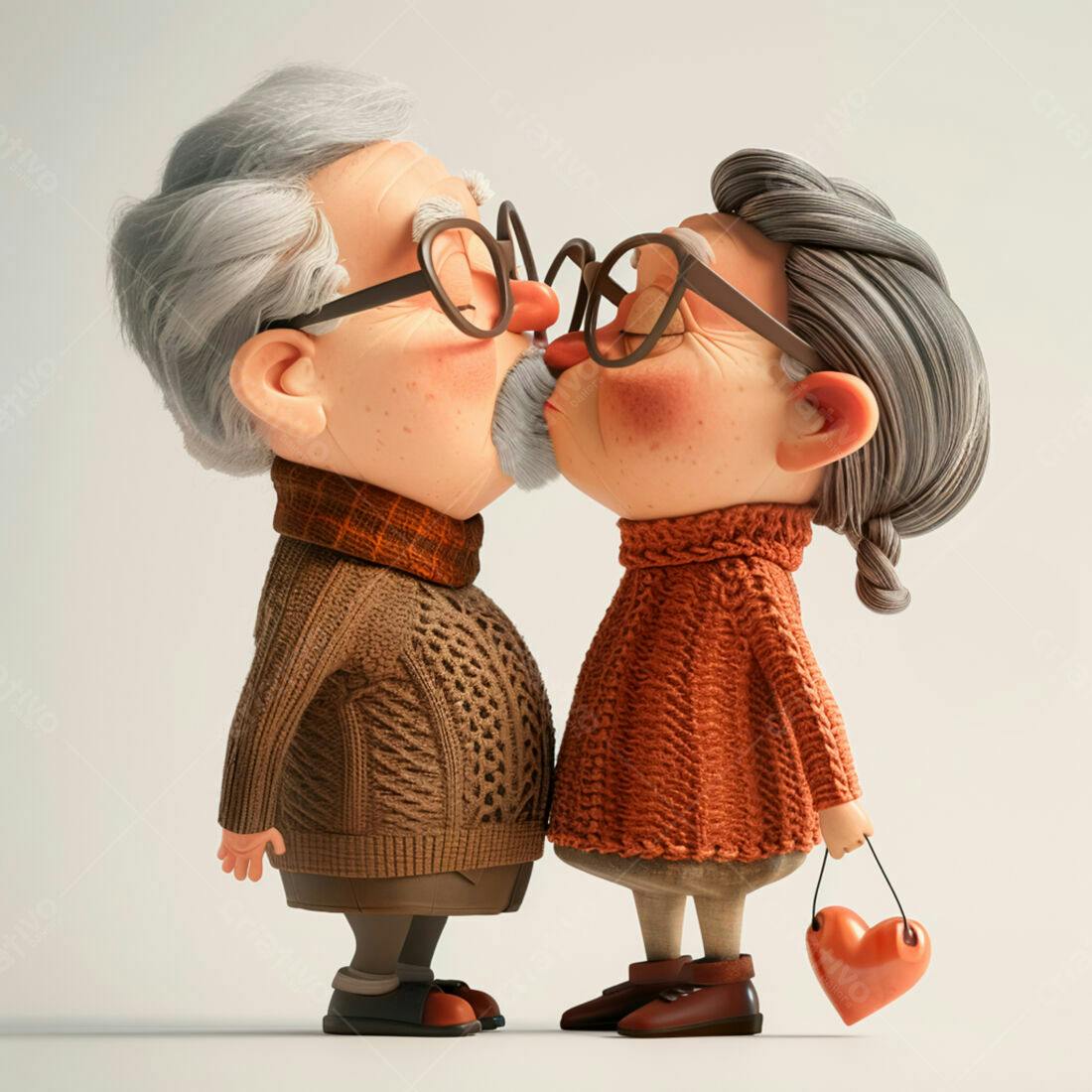 Casal idoso se beijando com amor