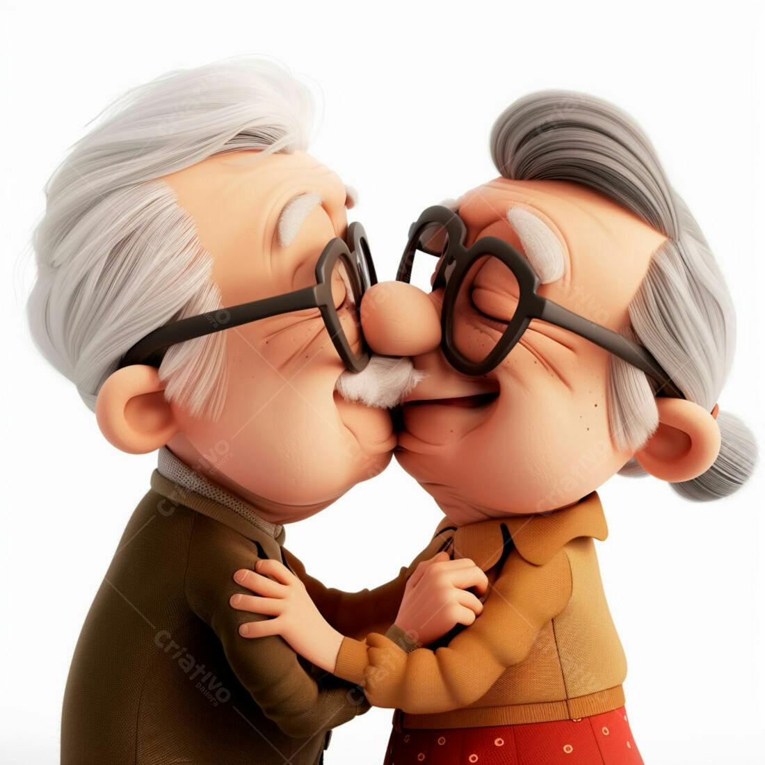 Casal de idosos se beijando com carinho