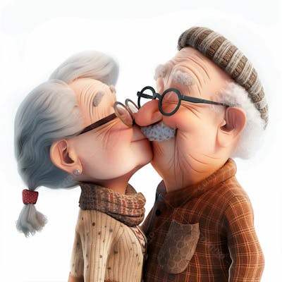 Casal De Velhinhos Se Beijando 17