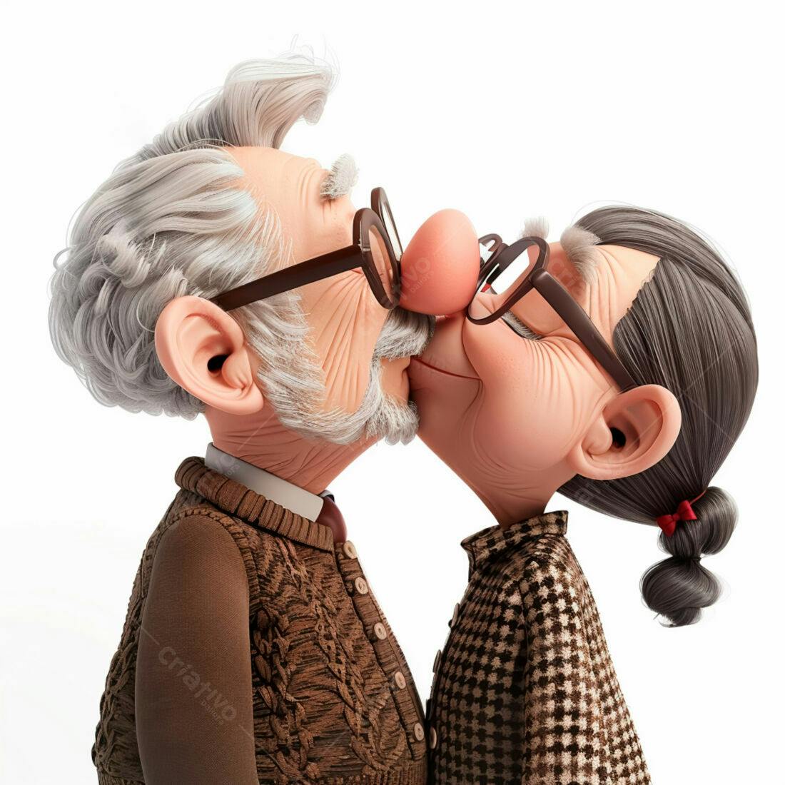 Casal de idosos se beijando com carinho