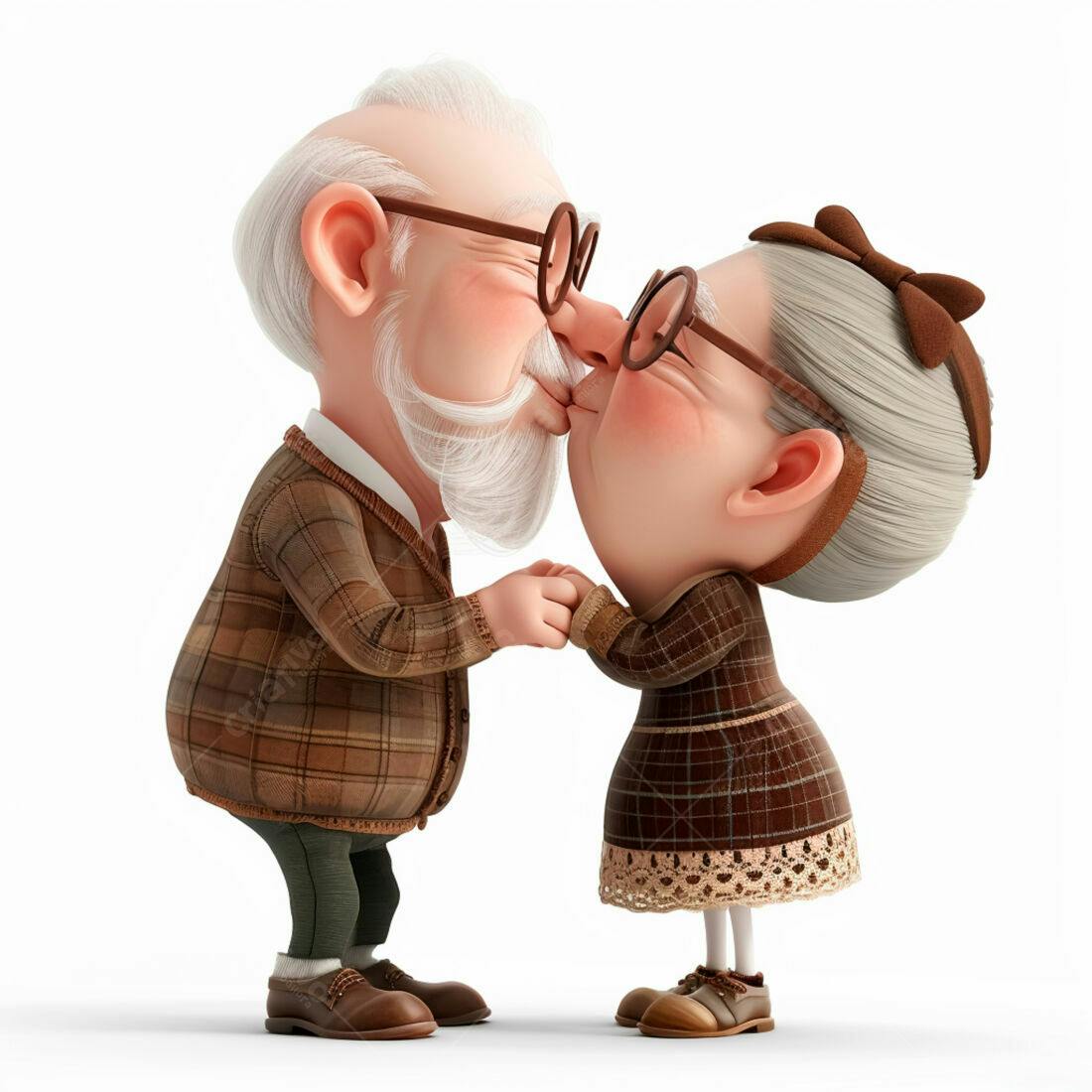 Casal de idosos se beijando com amor