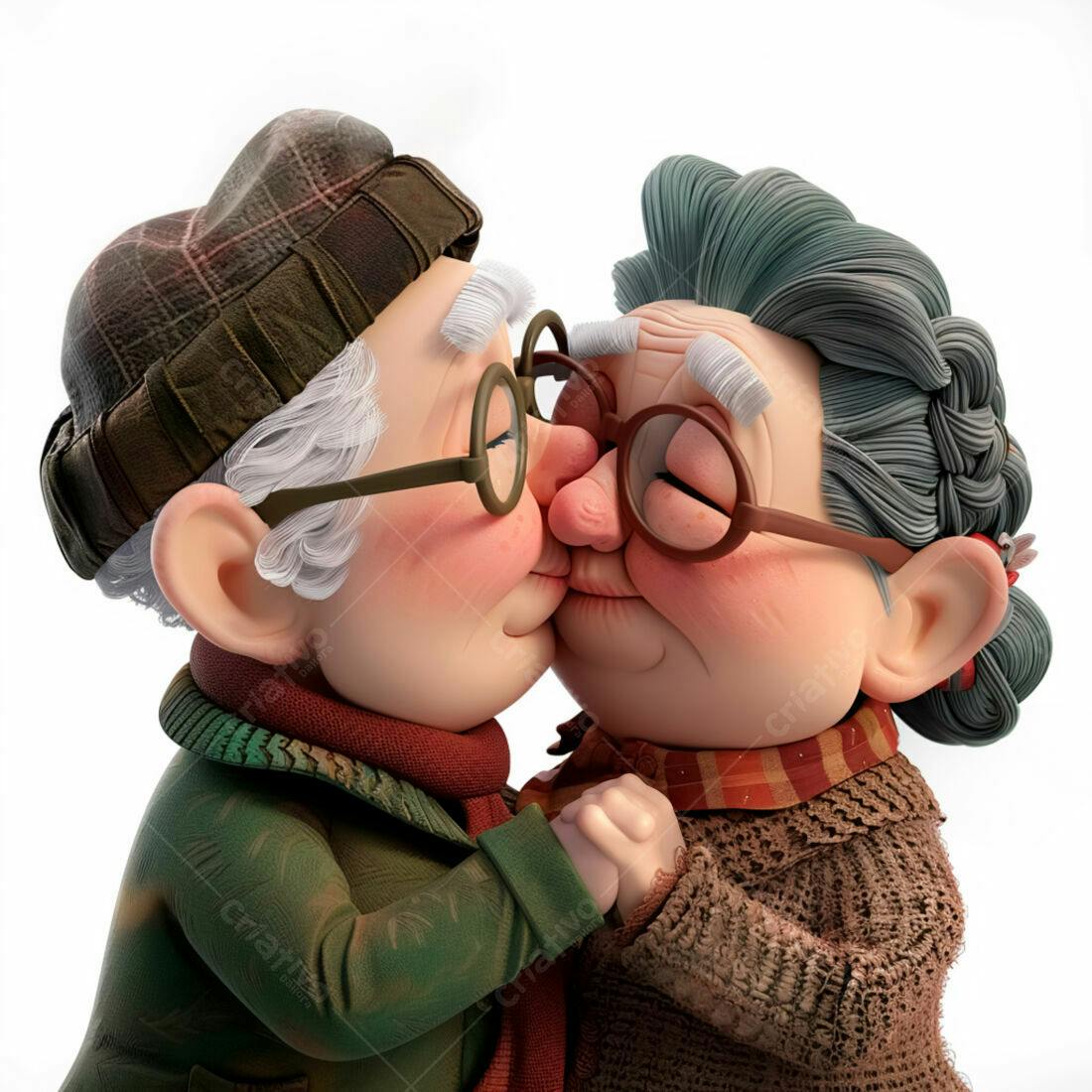 Casal de idosos se beijando com ternura
