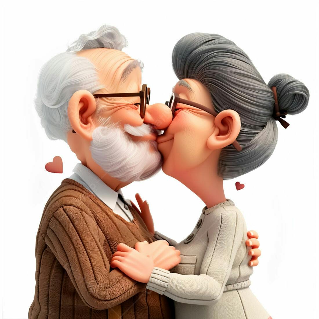 Casal de idosos se beijando apaixonadamente