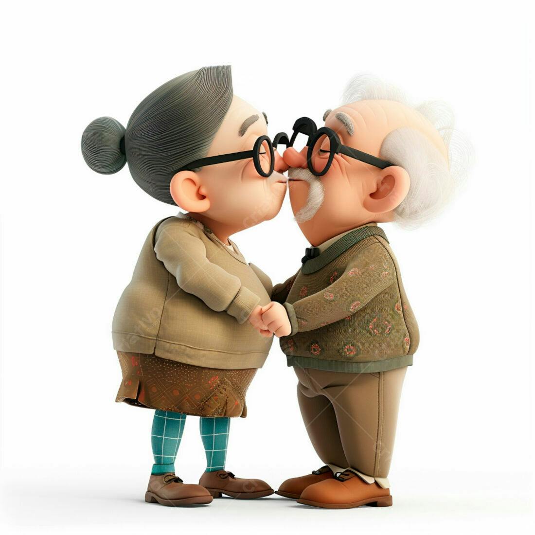 Casal de idosos se beijando com ternura