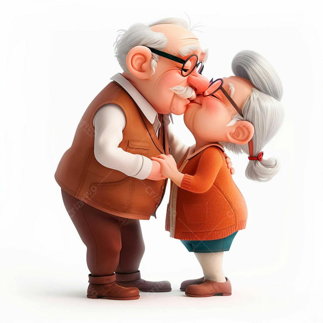 Casal de idosos se beijando com carinho