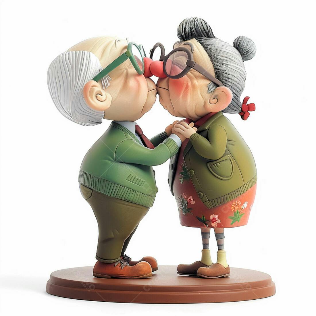 Casal de Idosos se Beijando Estátua