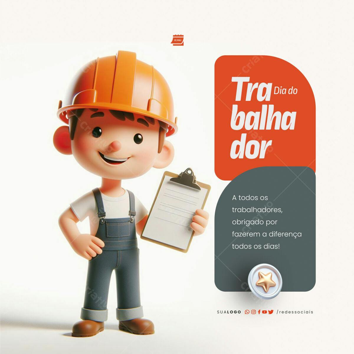 Postagem Dia do Trabalho PSD Editável