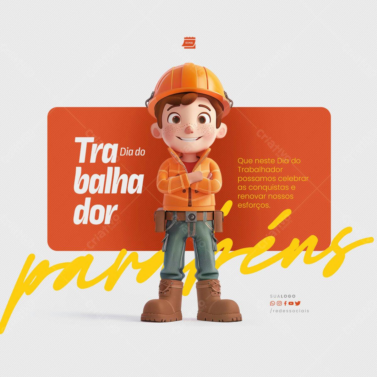 Postagem Dia do Trabalhador PSD Editável