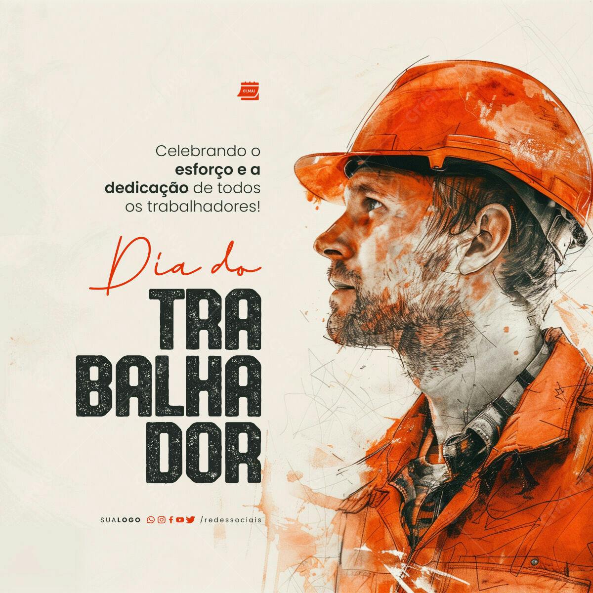 Post para Dia do Trabalhador PSD Editável