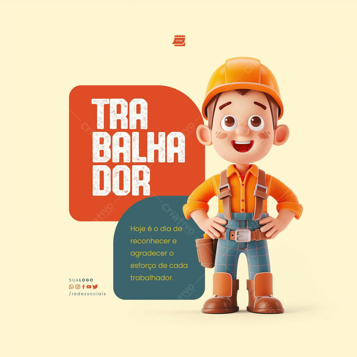 Postagem Dia do Trabalhador PSD Editável