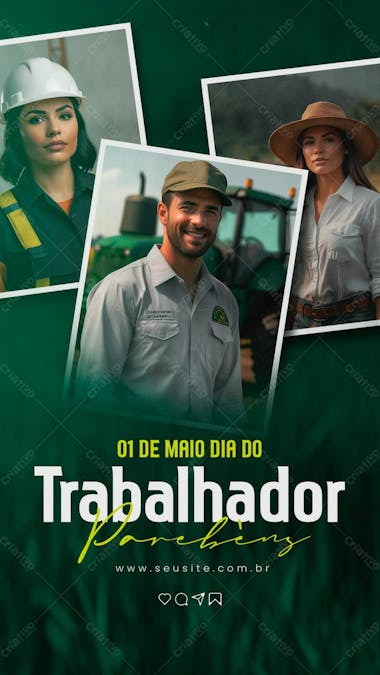 Stories social media dia do trabalhador de maio psd