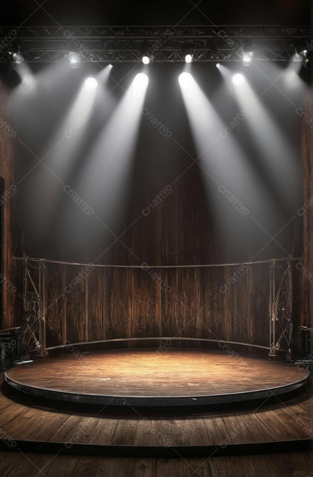 Palco de madeira iluminado para show