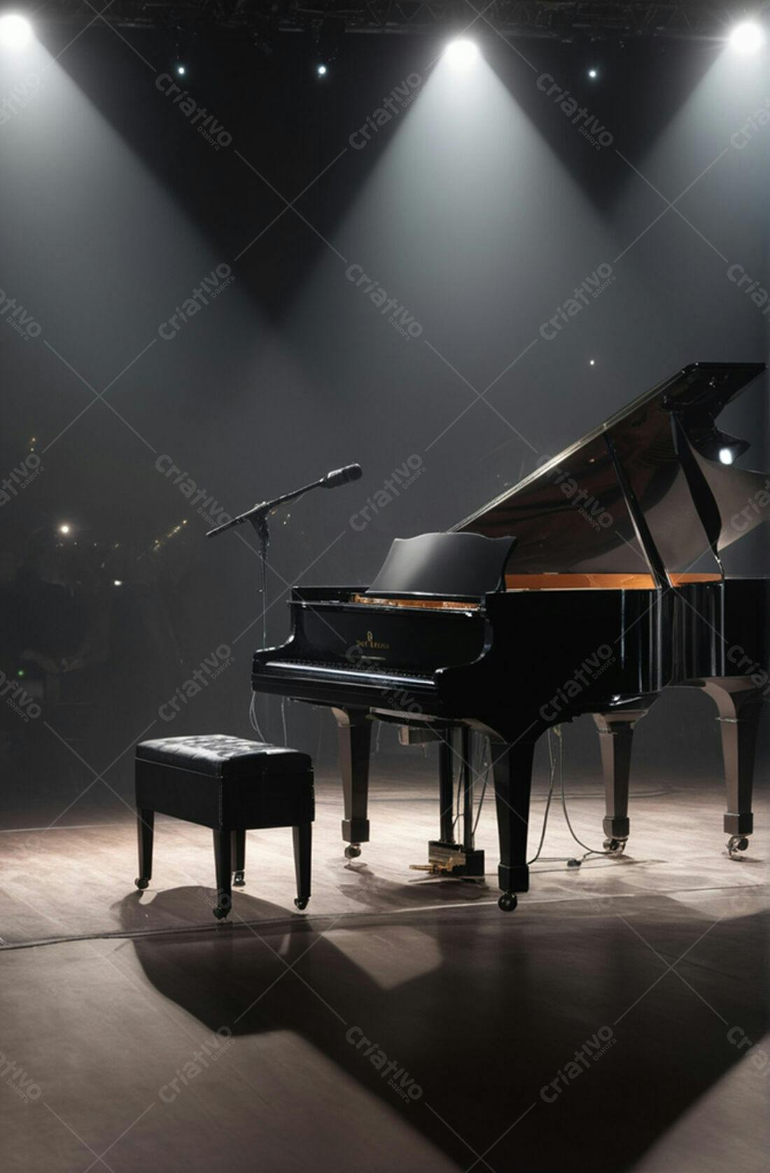 Piano de Cauda em Palco Escuro