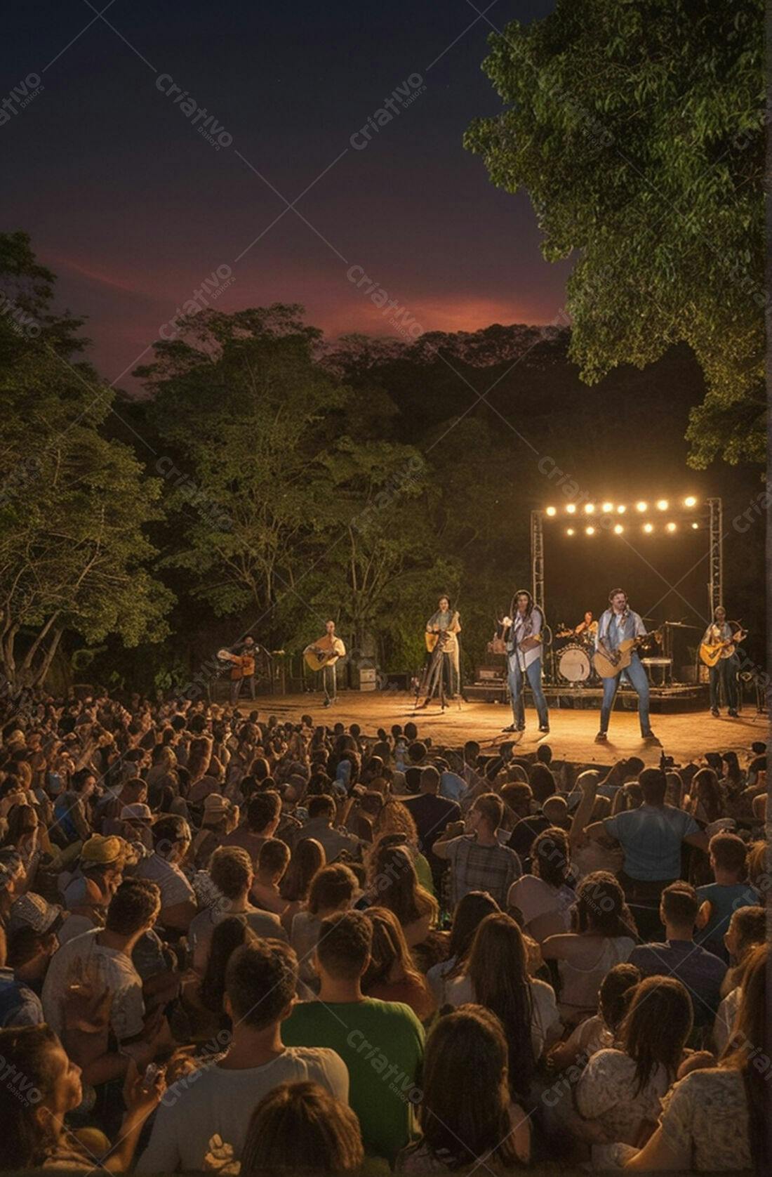 Show ao ar livre com banda e público