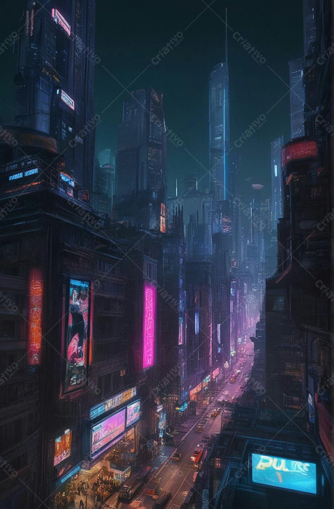 Cidade futurista noturna
