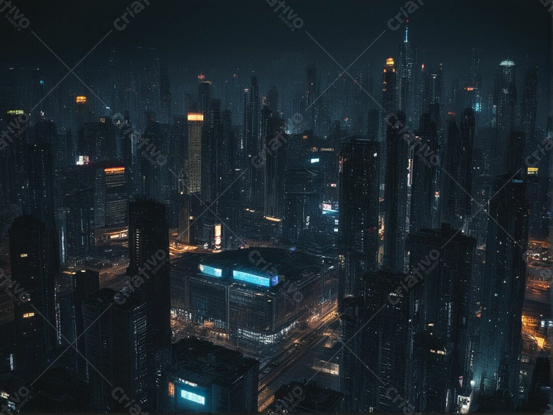 Metrópole Noturna futurista