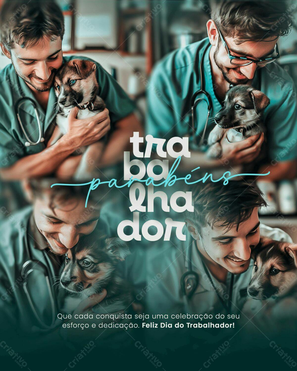 Postagem Dia do Trabalhador Veterinário PSD Editável