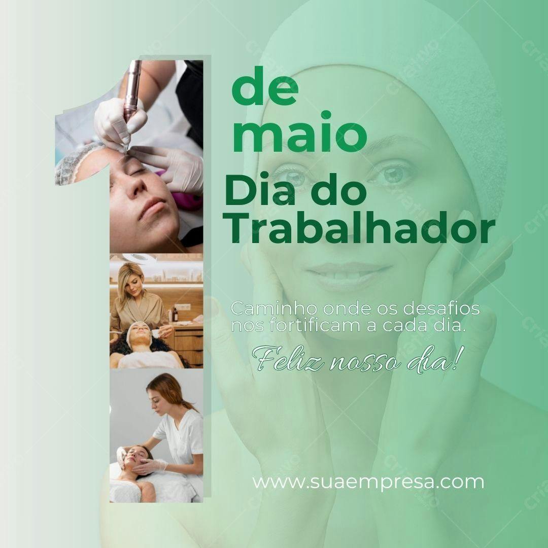 Post Instagram Dia do Trabalhador estética verde Editável no Canva