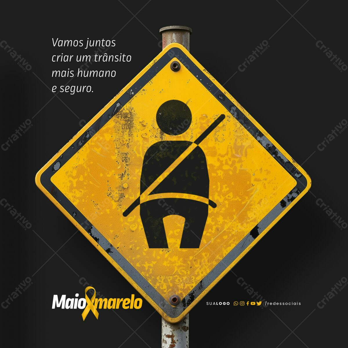 Placa de Sinalização Maio Amarelo PSD Editável