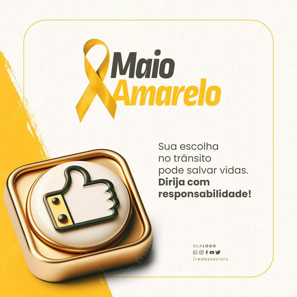 Social Media Maio Amarelo Dirija Com Responsabilidade