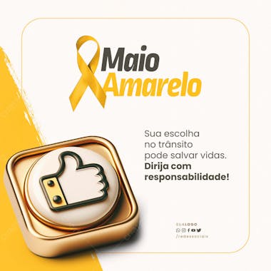 Social media maio amarelo dirija com responsabilidade