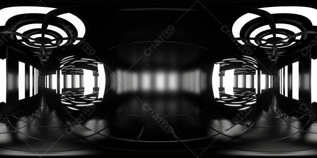 Corredor futurista preto e branco iluminação moderna