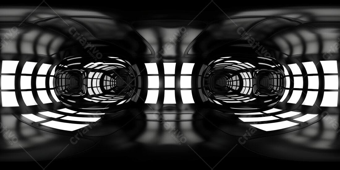 Túnel futurista preto e branco