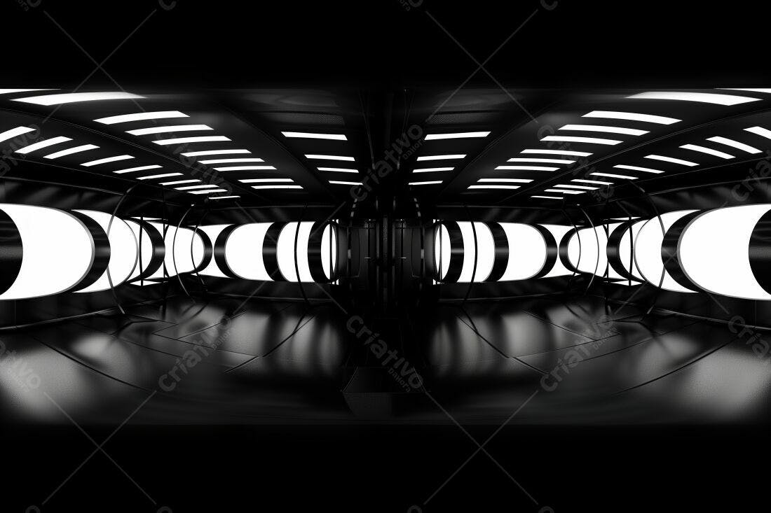 Corredor futurista preto e branco