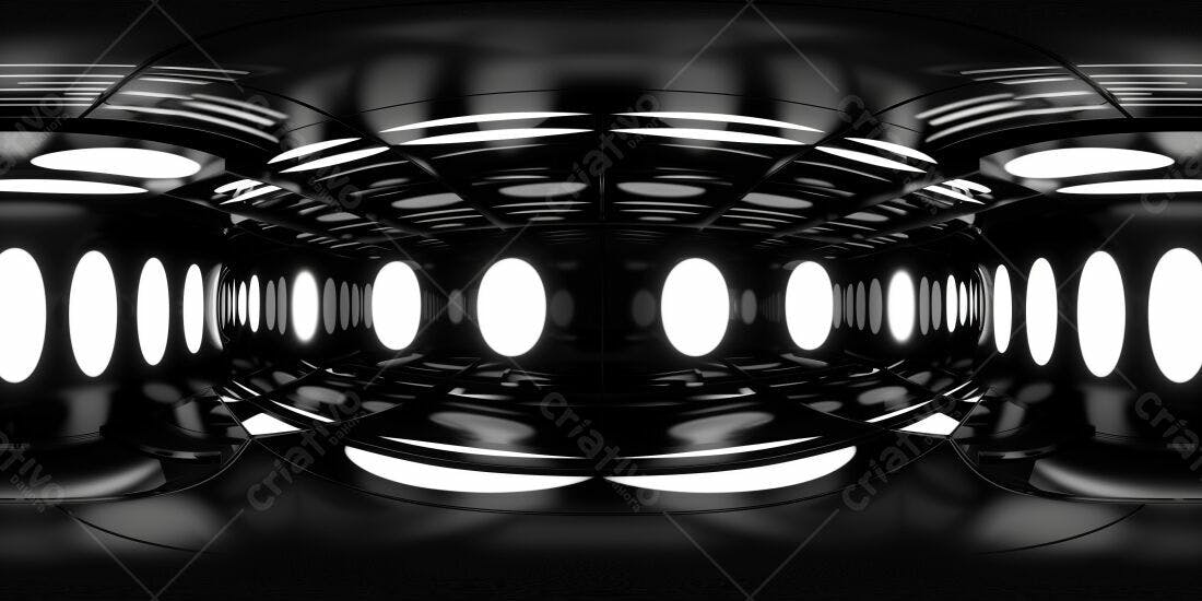 Túnel futurista preto e branco