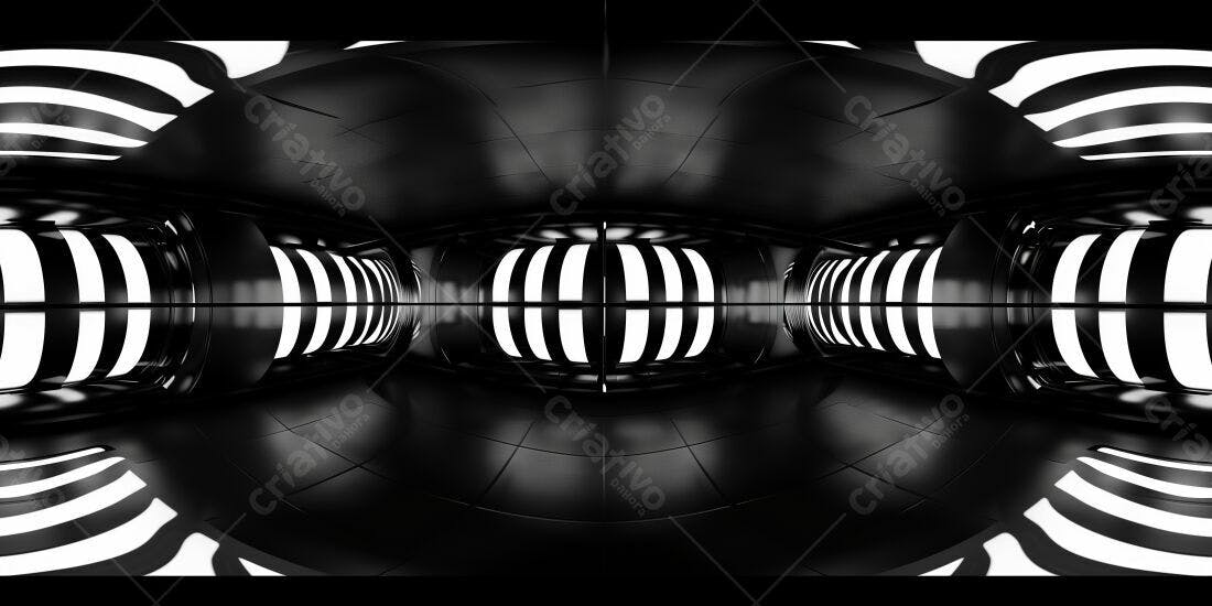 Corredor futurista preto e branco iluminação moderna