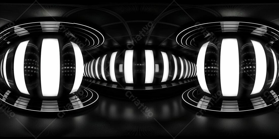 Túnel futurista preto e branco com iluminação moderna
