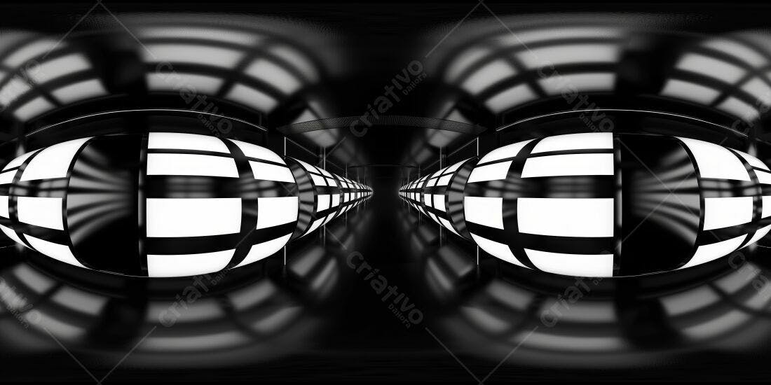 Túnel futurista preto e branco