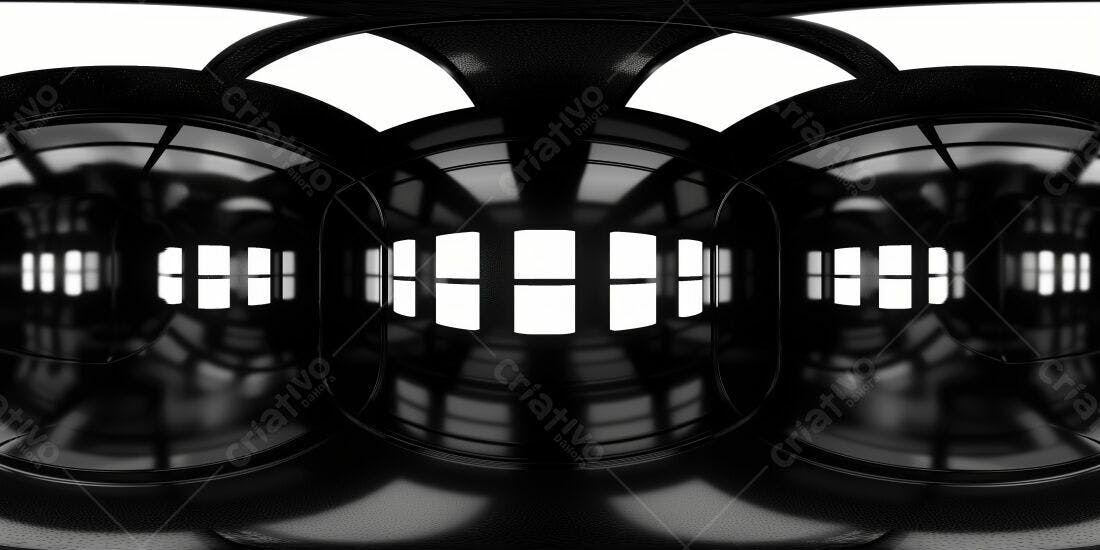 Interior futurista preto e branco