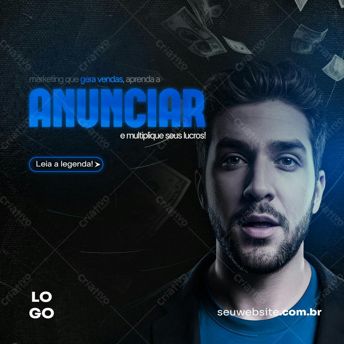 Post para Anúncios de Marketing Digital PSD Editável
