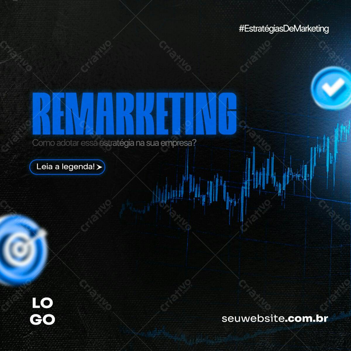 Post para Redes Sociais sobre Remarketing PSD Editável