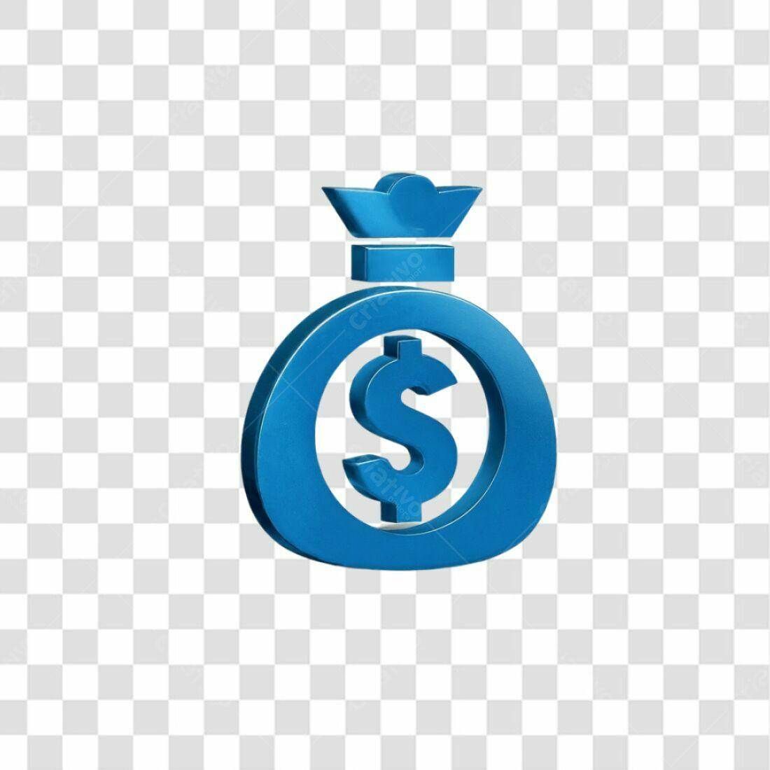 Ícone Dinheiro Saco Azul PNG com fundo transparente