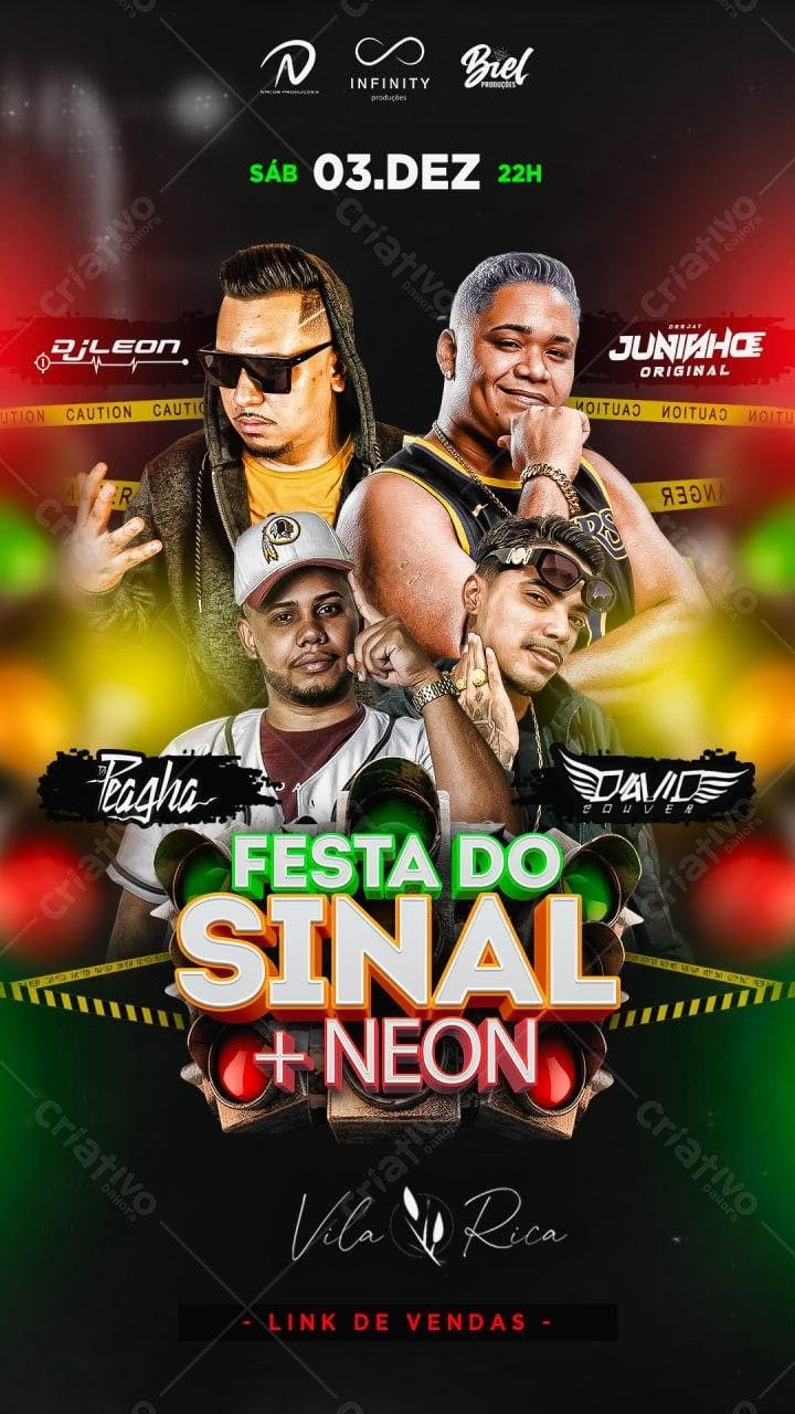 Flyer Festa do Sinal Neon PSD Editável