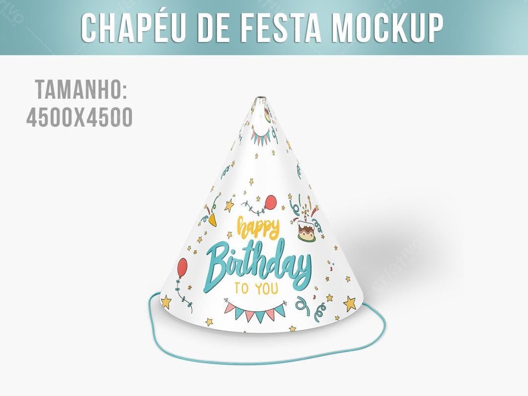 Mockup Chapéu de Festa Infantil: Design Colorido e Ilustrado