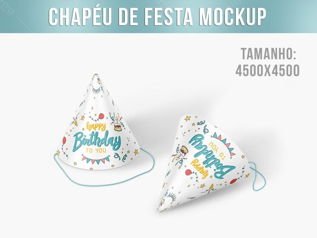 Mockup de Chapéu de Festa Infantil: Design Colorido e Festivo