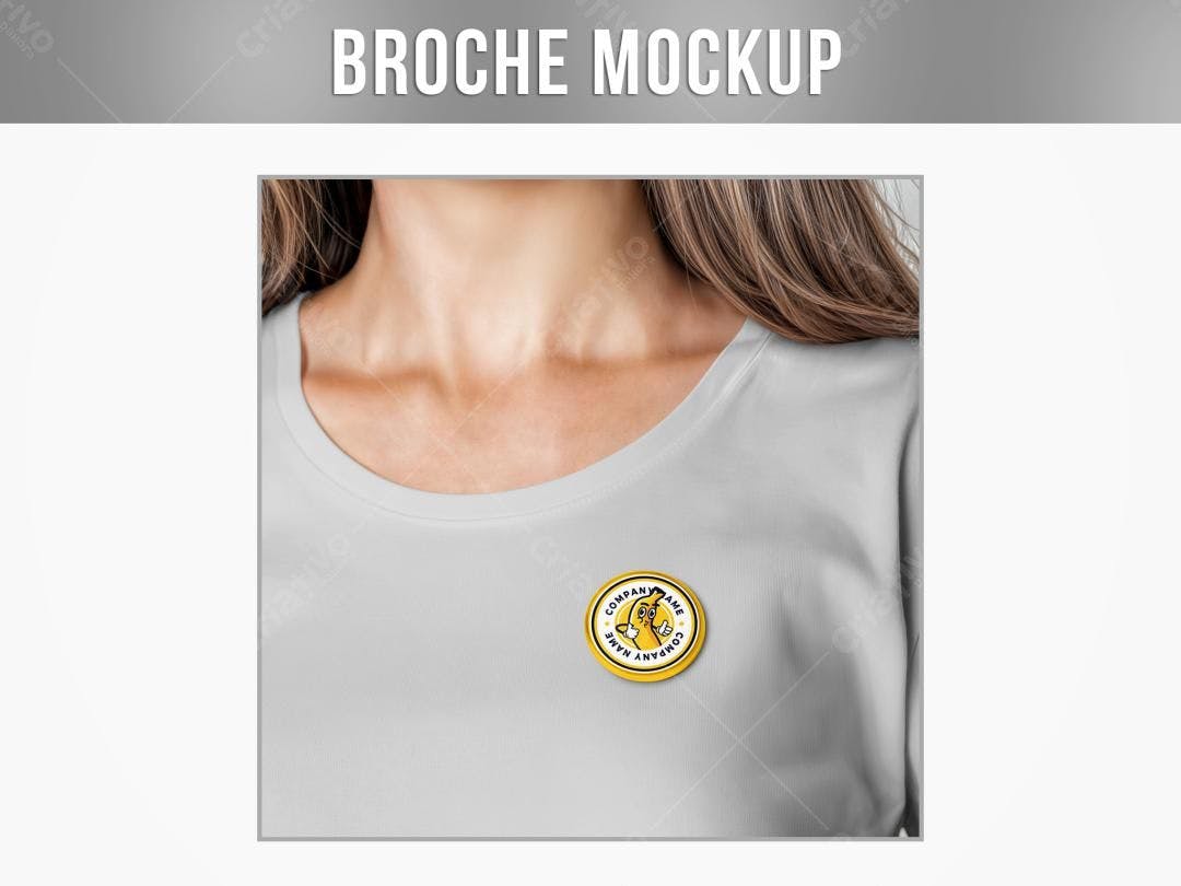 Mockup Broche: Design Moderno em Camiseta Cinza