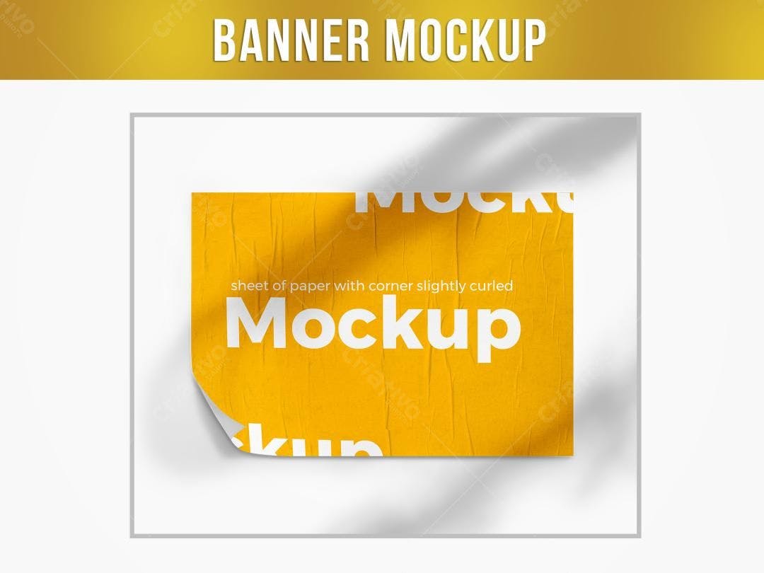 Mockup de Banner Amarelo com Acabamento Realista
