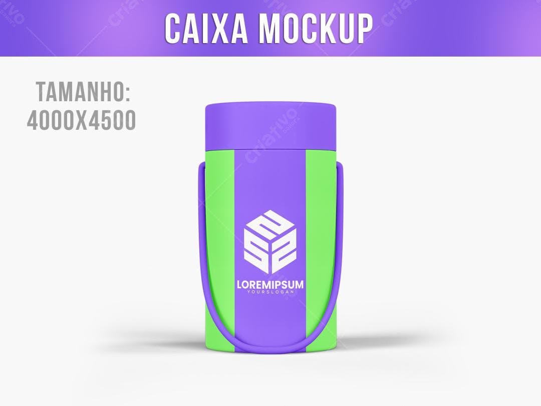 Mockup Caixa Cilindrica Lilás e Verde Limão