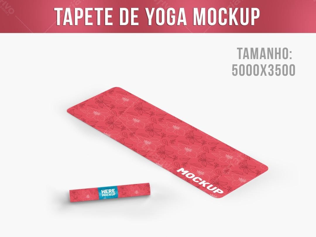 Mockup Tapete Yoga Floral Rosa: Design Moderno