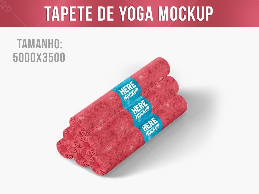 Mockup de Tapetes de Yoga Vermelhos com Design Floral
